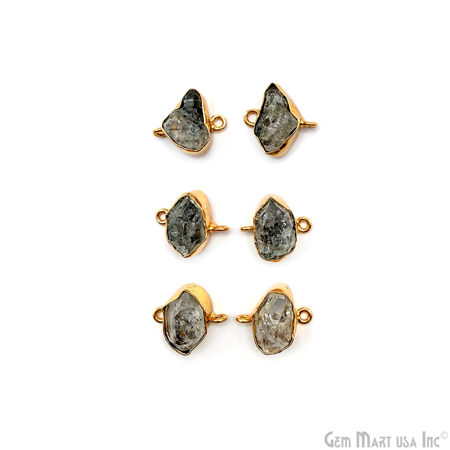 Herkimer Diamond Organic 19x15mm Gold Plated Finding Earing Connector