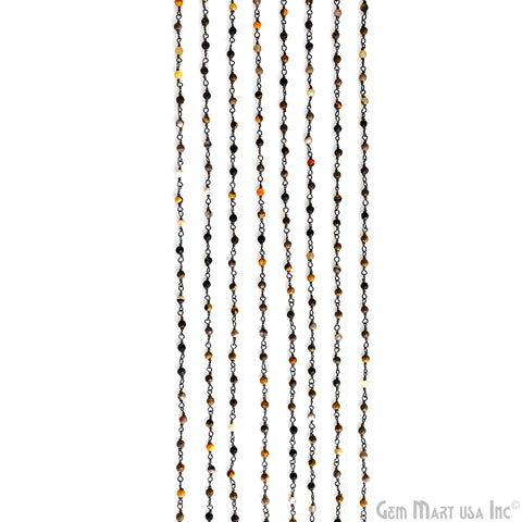 Bumble Bee 3-3.5mm Oxidized Beaded Wire Wrapped Rosary Chain