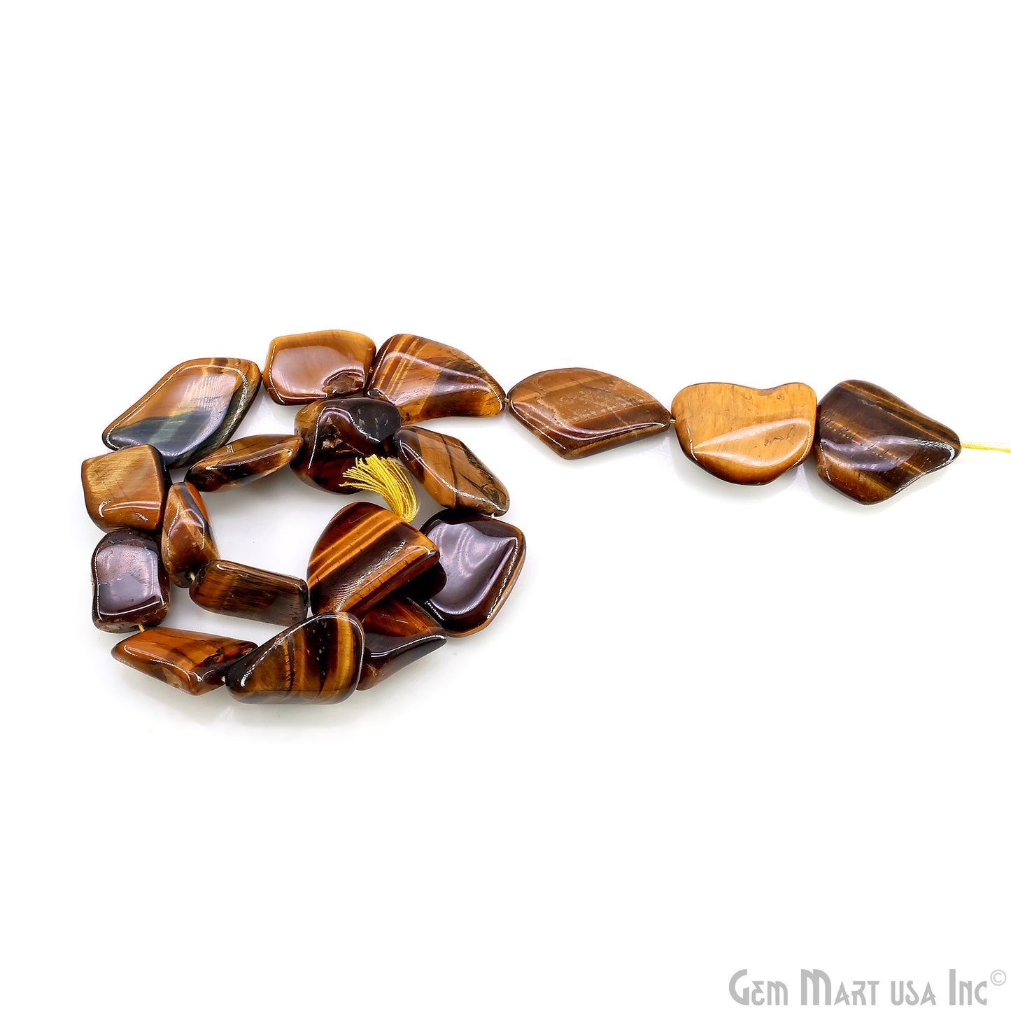 Tiger Eye Tumble Beads Free Form Drilled Beads 8-11X15-25mm Waist Beads, Rondelle Bead Strand 14 Inch