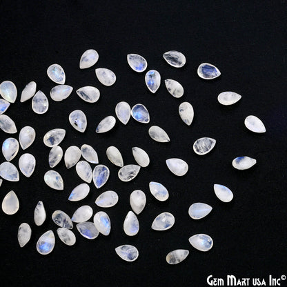Rainbow Moonstone Wholesale Gemstones, 100% Natural Semi-Precious Gems, Rainbow Cabochons Loose Gems, 6x9mm, Pears, 10PC