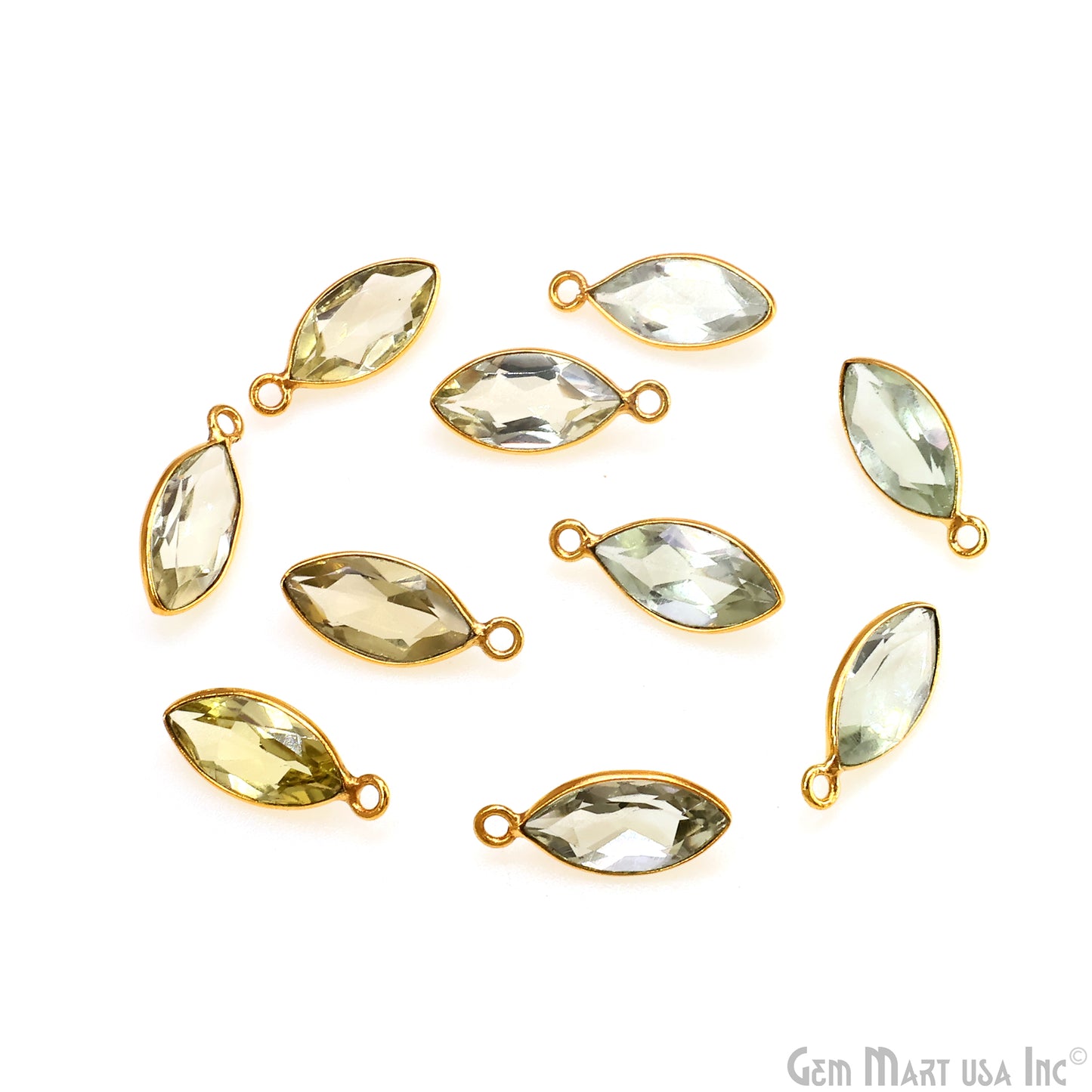 Marquise 7x14mm Brilliant Cut Gold Plated Bezel Single Bail Connector