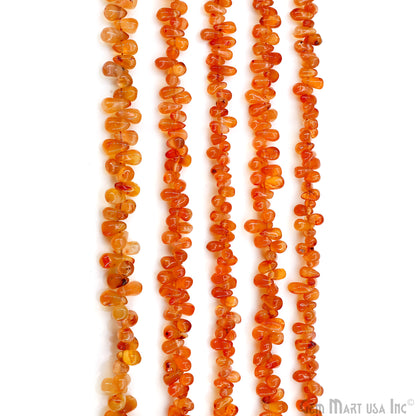 Carnelian Smooth Free Form Drilled Beads 3-4X5-7mm Waist Beads, Rondelle Bead Strand 13 Inch