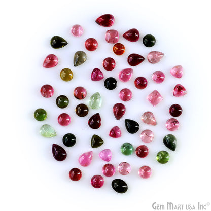 Multi Tourmaline Round & Pears Cabochon, 5-7mm, 5 Carats, 100% Natural Cabochon Loose Gems, Wholesale Gemstones