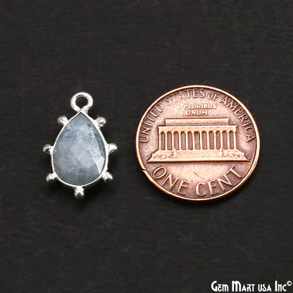 Pears 18x13mm Design Bezel Silver Plated Single Bail Gemstone Connector