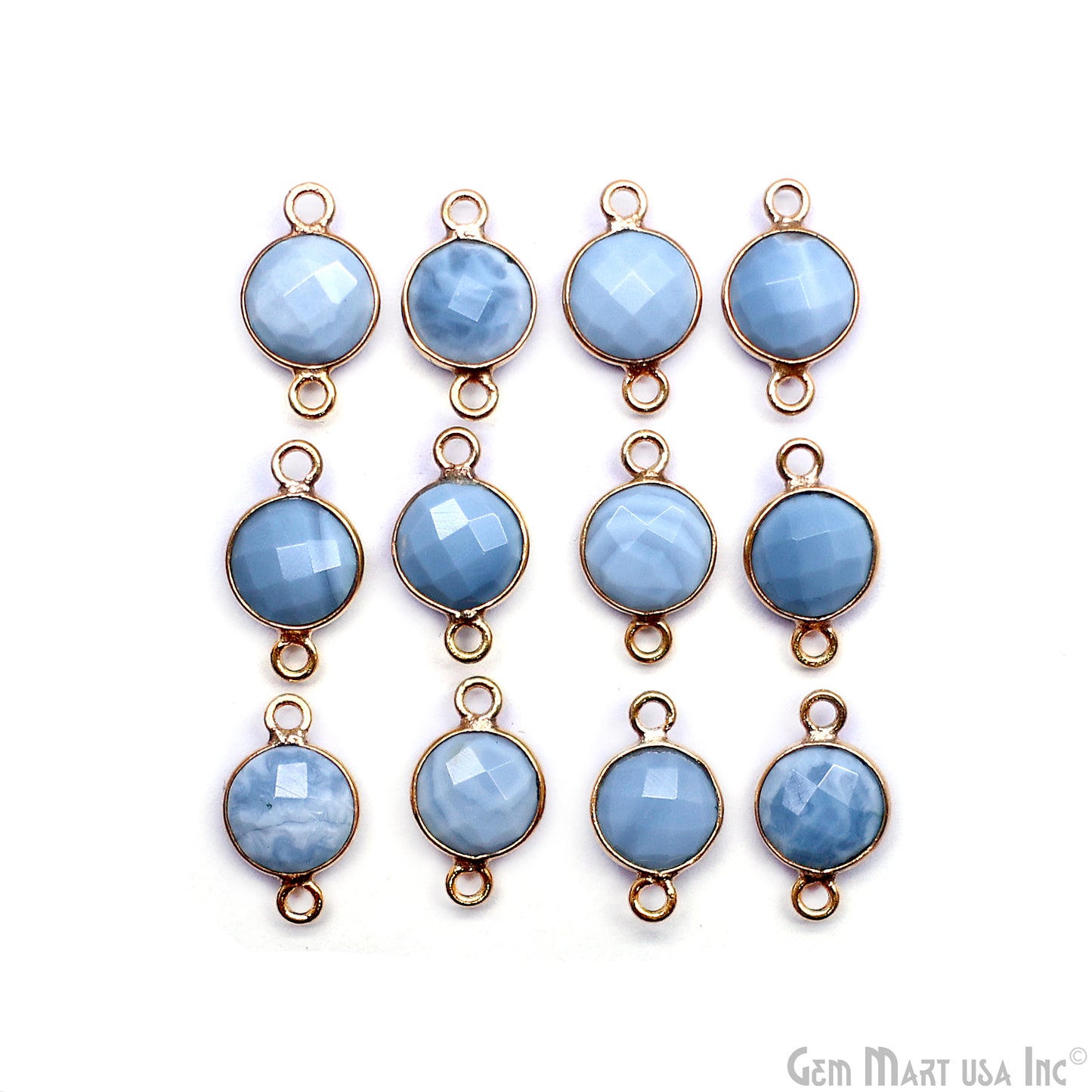 Round 8mm Double Bail Gold Plated Gemstone Bezel Connector