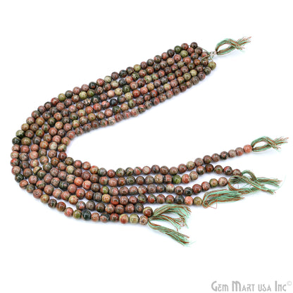 Unakite Smooth Round Drilled Beads 5-7mm Waist Beads, Rondelle Bead Strand 13 Inch