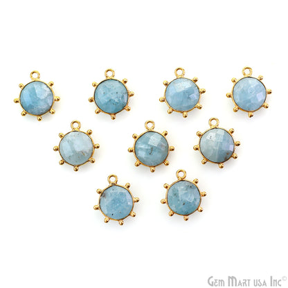 Round 15x13mm Design Bezel Gold Plated Single Bail Gemstone Connector