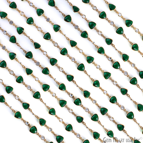 Emerald & Crystal Gold Plated Bezel Link Continuous Connector Chain