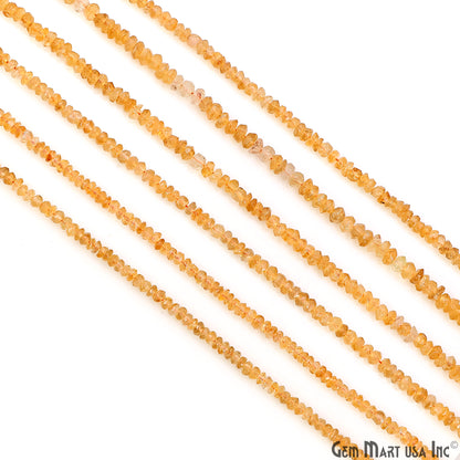 Citrine Faceted Round Drilled Beads 2-4mm Waist Beads, Rondelle Bead Strand 13 Inch