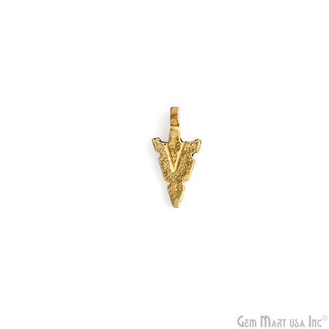 Brass Arrowhead Pendant Charm, Gold Plated Antique Tribal Boho Charms, Vintage Danger Triangle Jewelry Supply, Gothic Jewelry