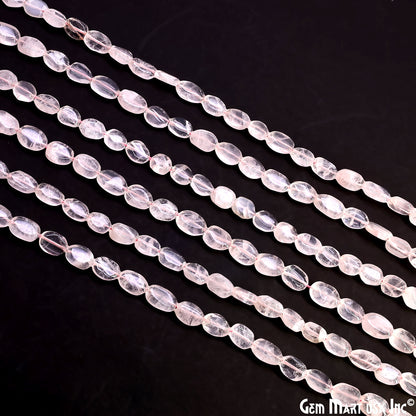 Rose Quartz Tumble Beads Free Form Drilled Beads 9-13X6-7mm Waist Beads, Rondelle Bead Strand 13 Inch