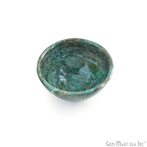 Natural Green Jasper Mini Carved Gemstone Bowl Cup 2 inch