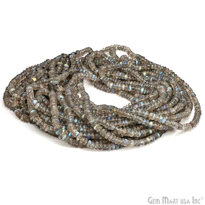 Labradorite Rondelle Beads, 17 Inch Gemstone Strands, Drilled Strung Nugget Beads, Faceted Round, 3mm