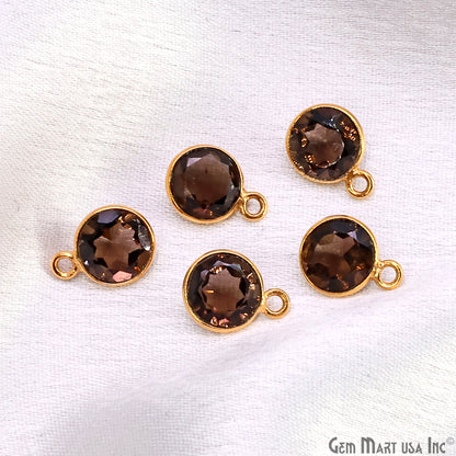 Round 8mm Brilliant Cut Gold Plated Bezel Single Bail Gemstone Connector