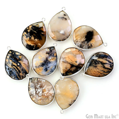 Pears 25x20mm Single Bail Silver Plated Gemstone Bezel Connector