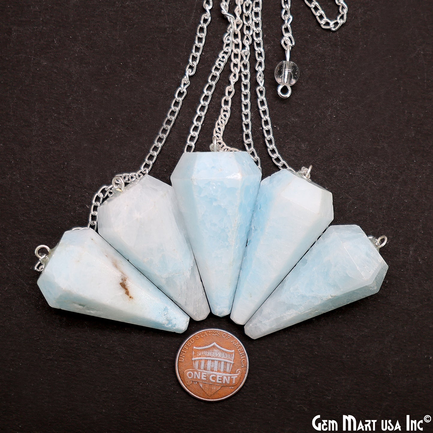 Healing Dowsing Pendulum Pendant & Silver Plated Chain (Pick  Your Gemstone)
