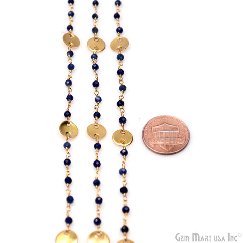 Lapis Faceted Round Beads & Finding Gold Plated Finding Rosary Chain