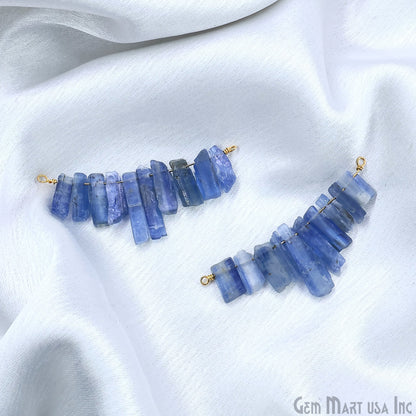 Uncut Gemstone Beads Bar Gold Plated Wire Wrapped Pendant 27x13mm