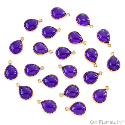 Amethyst Cabochon Pears 10x12mm Single Bail Gold Plated Twisted Design Bezel Connector