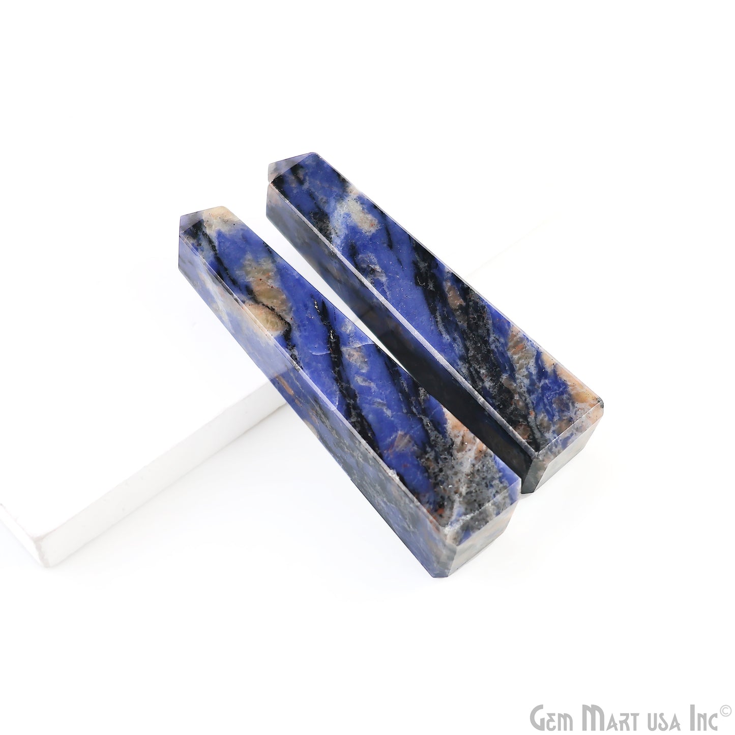 Sodalite Gemstone Rectangle Tower Shape 4Inch Crystal Tower Obelisk Healing Meditation Gemstones