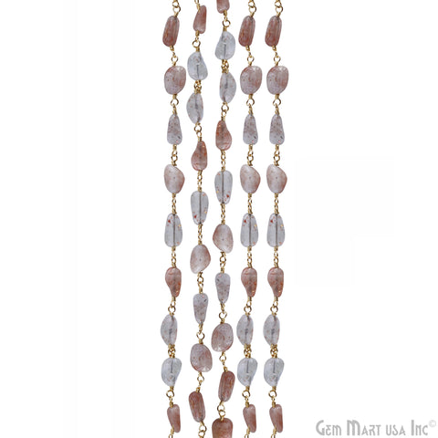 Sunstone 8x5mm Tumble Beads Gold Plated Rosary Chain