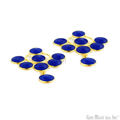 Ink Blue 49x33mm Gold Plated Gemstone Bezel Component