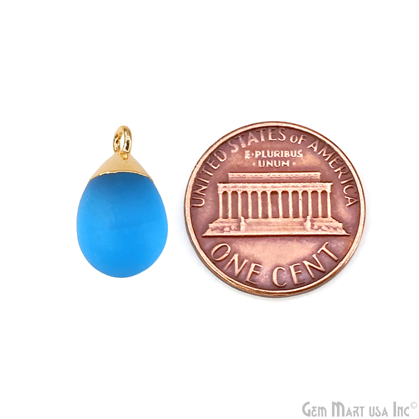 Sky Blue Chalcedony Matte Beads Single Bail Gold Electroplated Gemstone Connector