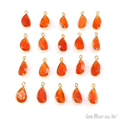 Pears 8x12mm Brilliant Cut Gold Plated Bezel Single Bail Gemstone Connector