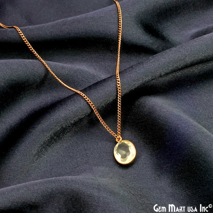 Lemon Topaz 10x12mm Oval Brilliant Cut Gold Plated Bezel Single Bail Connector