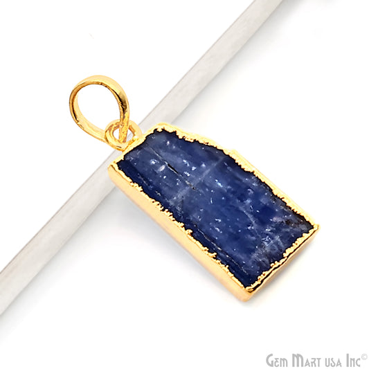 Kyanite Free Form 24x12mm Gold Electroplated Gemstone Single Bail Pendant