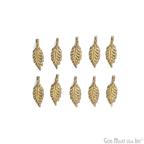 Brass Leaf Shaped Antique Pendant Charms, Gold Plated Fern Charm for Jewelry Making Supply, Tribal Boho Charms, gift for mom & her