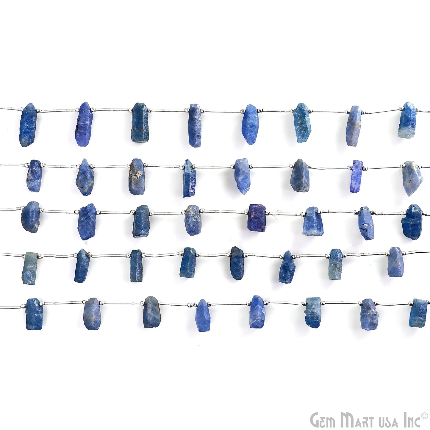 Sapphire Rough Beads, 9.5 Inch Gemstone Strands, Drilled Strung Briolette Beads, Free Form, 12x20mm