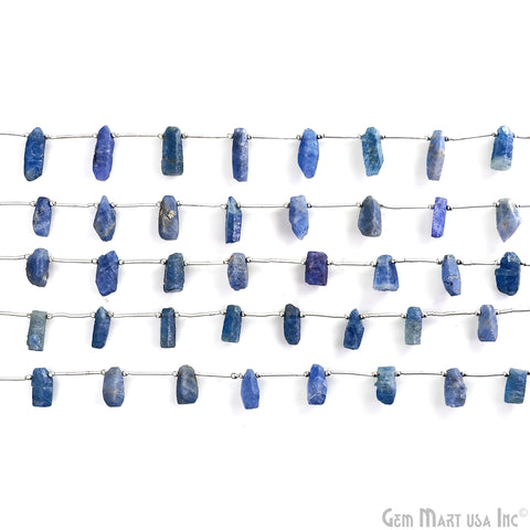 Sapphire Rough Beads, 9.5 Inch Gemstone Strands, Drilled Strung Briolette Beads, Free Form, 12x20mm