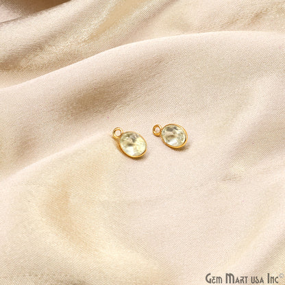 Oval 6x8mm Brilliant Cut Gold Plated Bezel Single Bail Connector