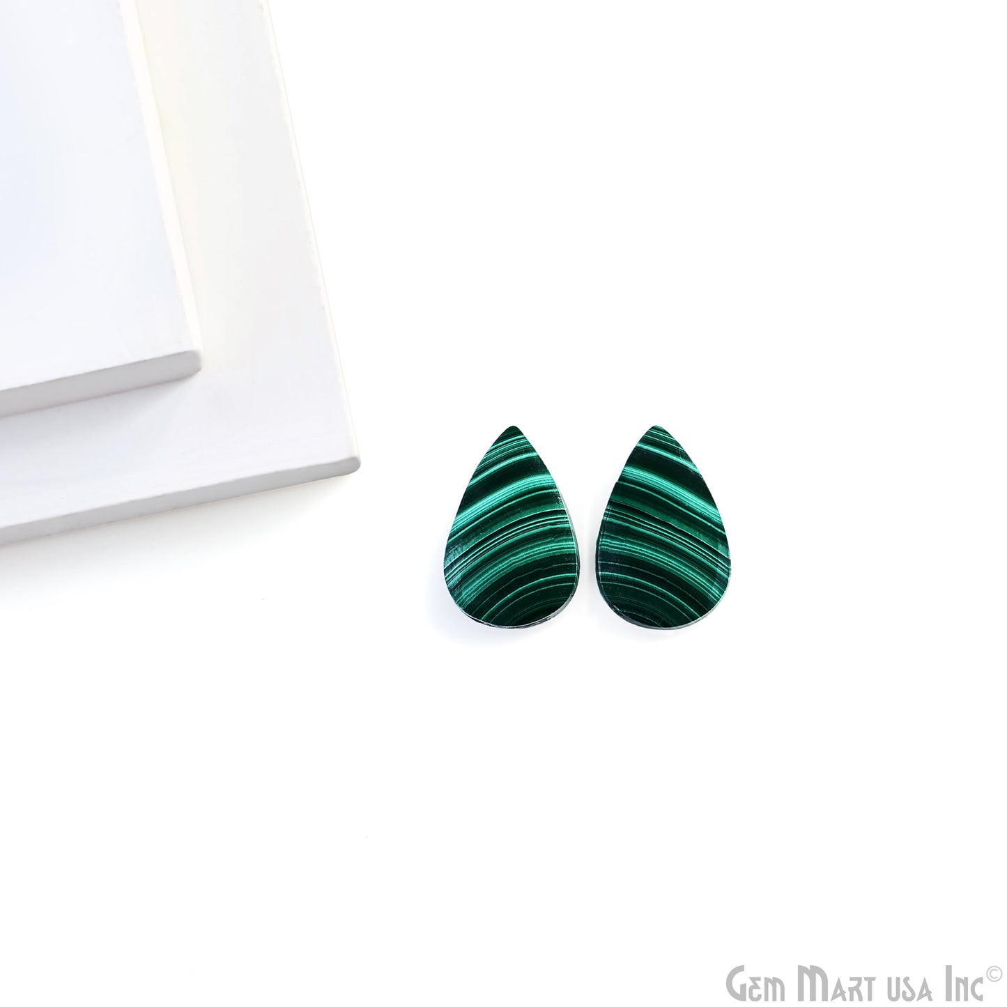 Malachite Pears Shape 22x13mm Loose Gemstone For Earring Pair