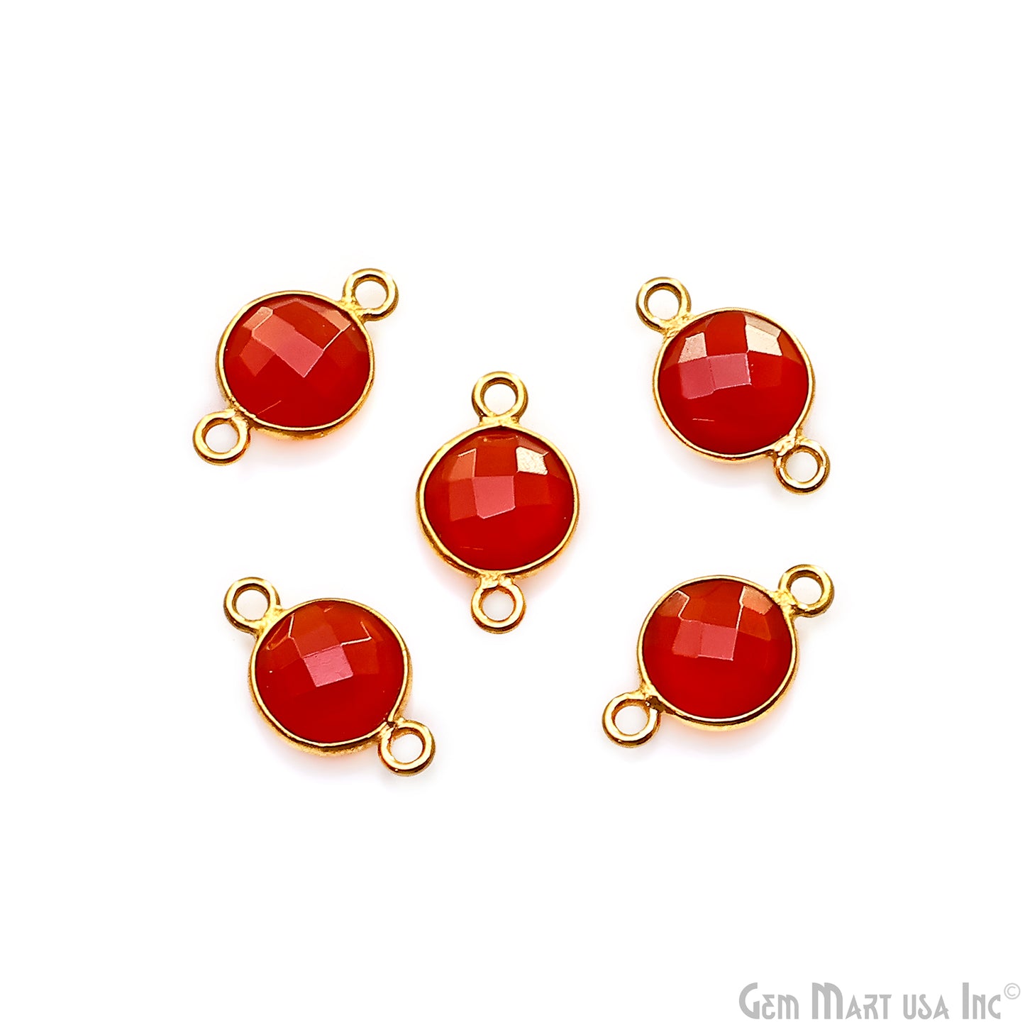 Round 8mm Gold Plated Double Bail Gemstone Connectors