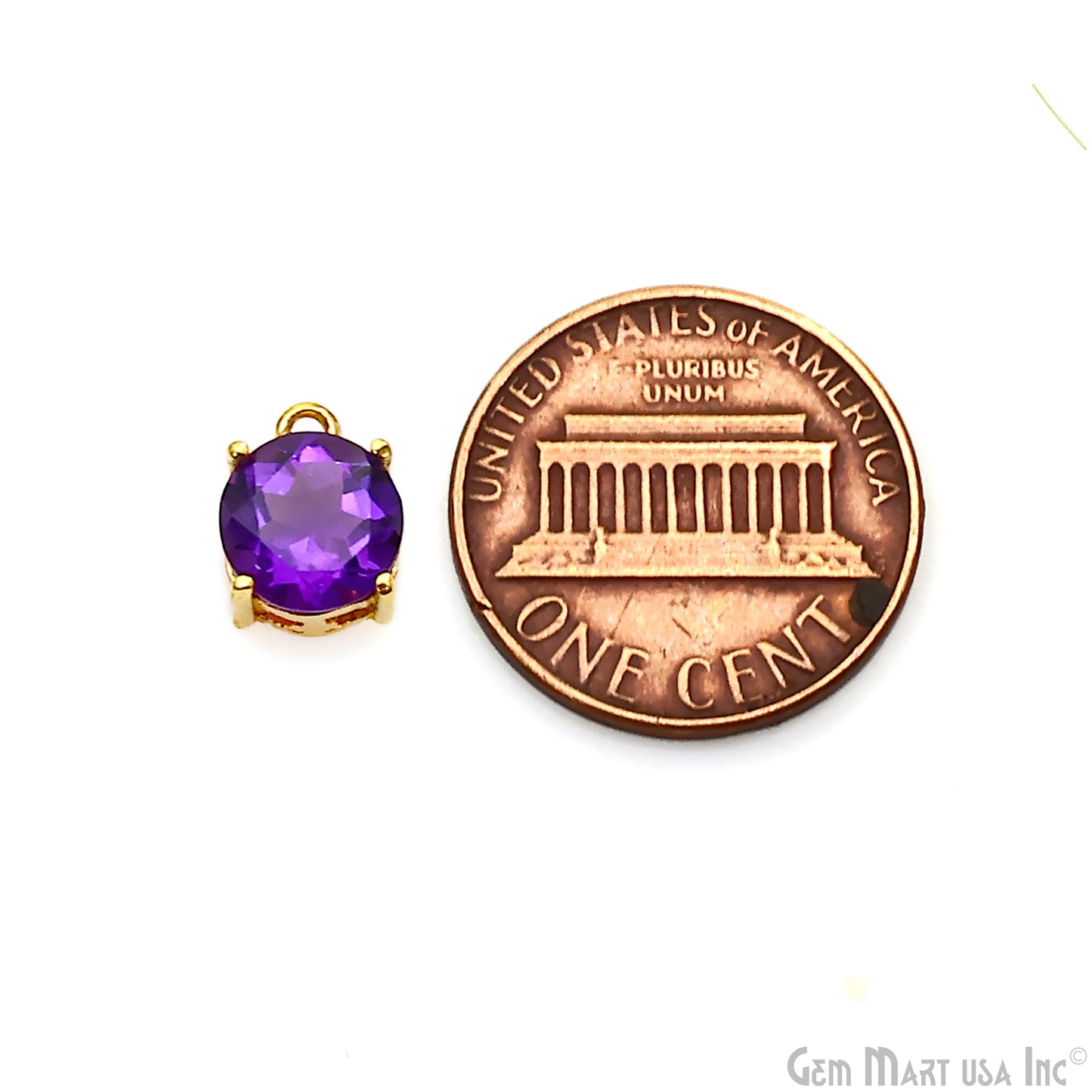 Amethyst Prong Setting Round 7mm Gold Plated Gemstone Connector