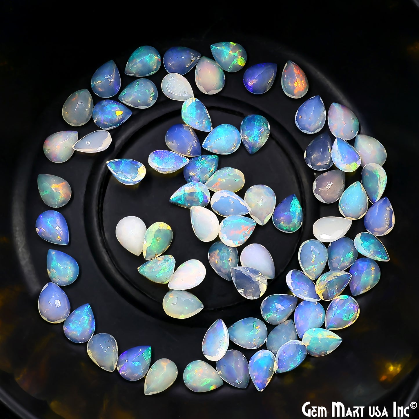 Ethiopian Opal Wholesale Gemstones, 100% Natural Precious Gems, Rainbow Cabochons Loose Gems, 6x8mm, Pears, 4PC