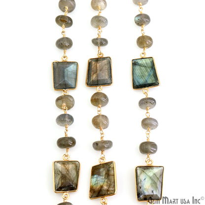 Labradorite Connector Bezel Chain, Connector Chain, Link Chain, Gold Chain, Continuous Connector Chain, 8-9mm, 10-15mm