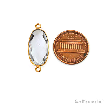 Oval 10x20mm Double Bail Gold Bezel Gemstone Connector