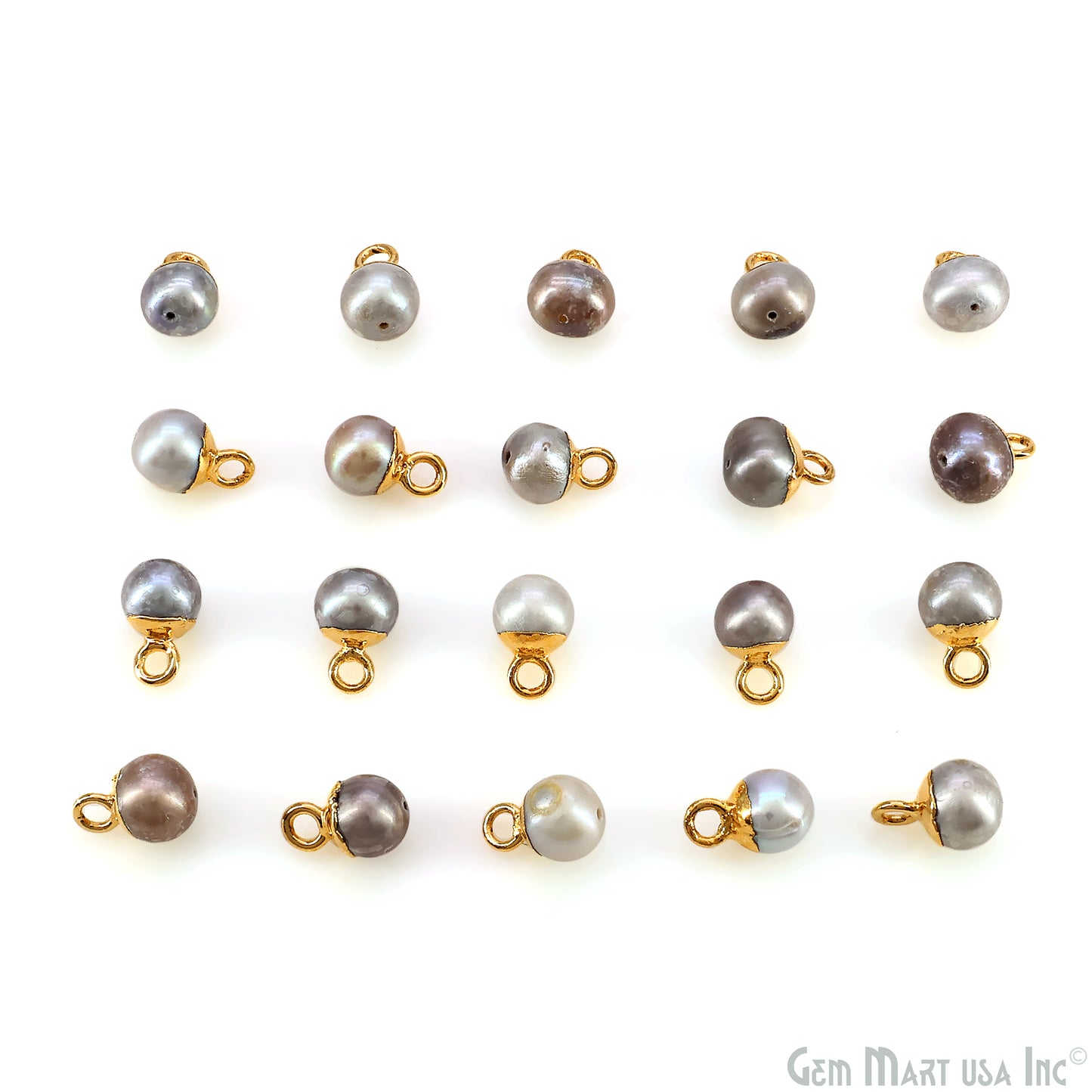 Pearl Freeform Cabochon Charm With Gold Electroplated Cap Single Bail Pendant