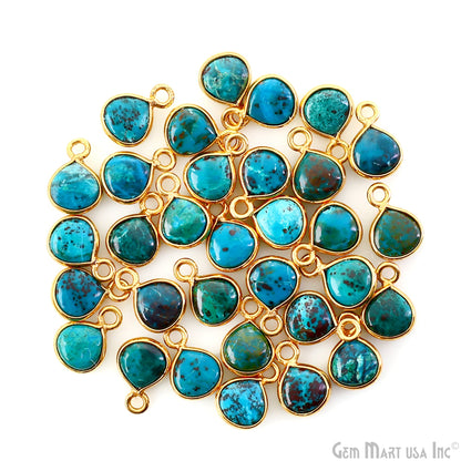 Chrysocolla Heart 6mm Gold Plated Single Bail Bezel Gemstone Connector