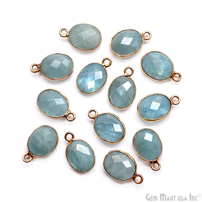 Oval 8x10mm Gold Bezel Single Bail Gemstone Connector