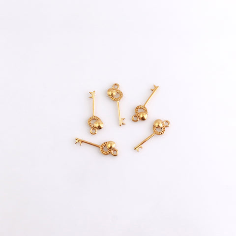 Key Shape Charm Gold Finding Jewelry Supplies