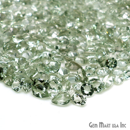 Green Amethyst Wholesale Gemstones, 100% Natural Semi-Precious Gems, Green Faceted Loose Gems, 4-8mm, Mixed, 50 Carats
