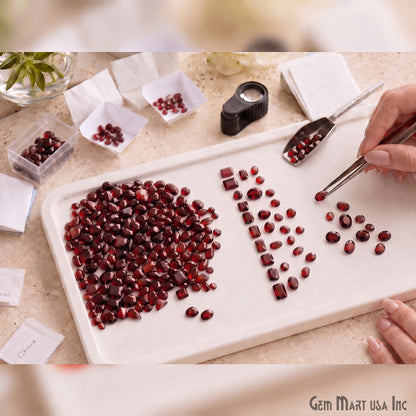 Garnet Wholesale Gemstones, 100% Natural Semi-Precious Gems, Red Faceted Loose Gems, 4-8mm, Mixed, 50 Carats