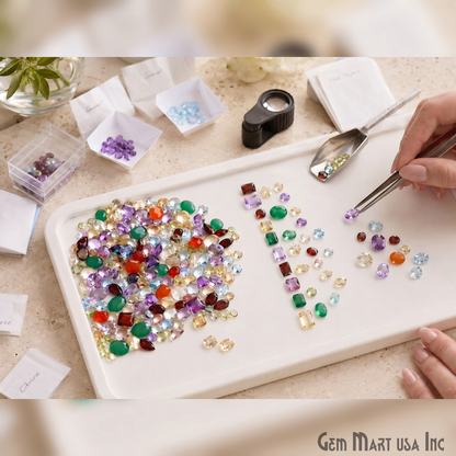 Mix Wholesale Gemstones, 100% Natural Semi-Precious Gems, Multi Color Faceted Loose Gems, 4-8mm, Mixed, 50 Carats