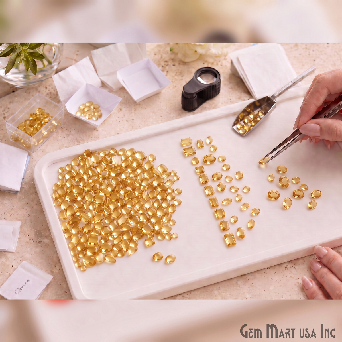 Citrine Wholesale Gemstones, 100% Natural Semi-Precious Gems, Yellow Faceted Loose Gems, 4-8mm, Mixed, 50 Carats