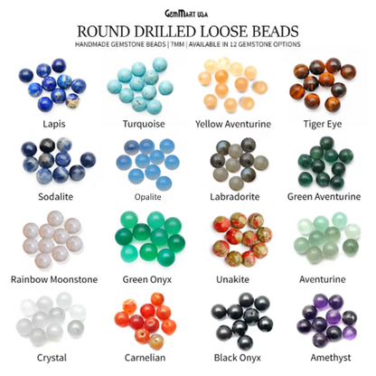 Mixed Round Gemstone, 7mm, 10pc, 100% Natural Faceted Loose Gems, Wholesale Gemstones