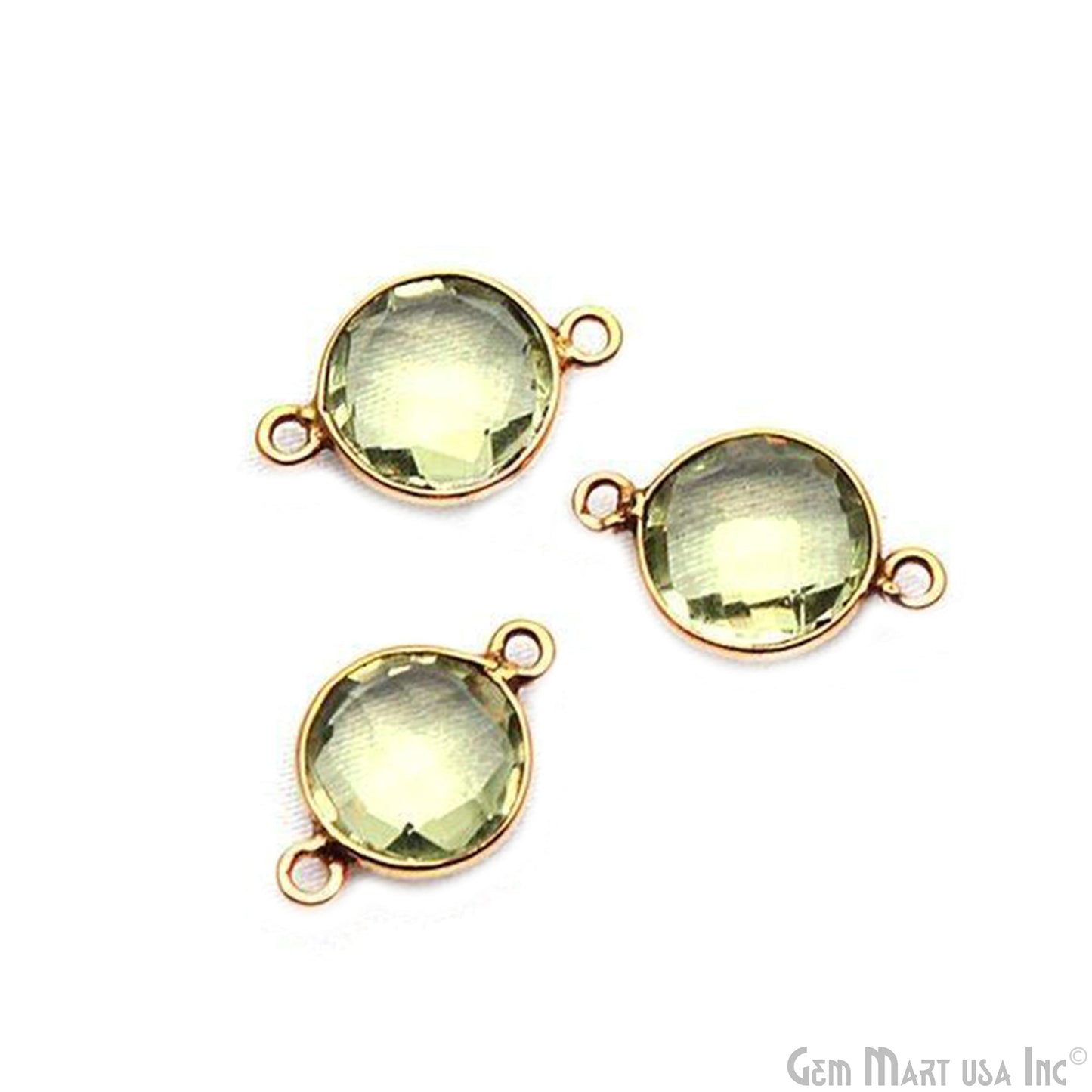 Round 10mm Double Bail Gold Plated Gemstone Bezel Connector